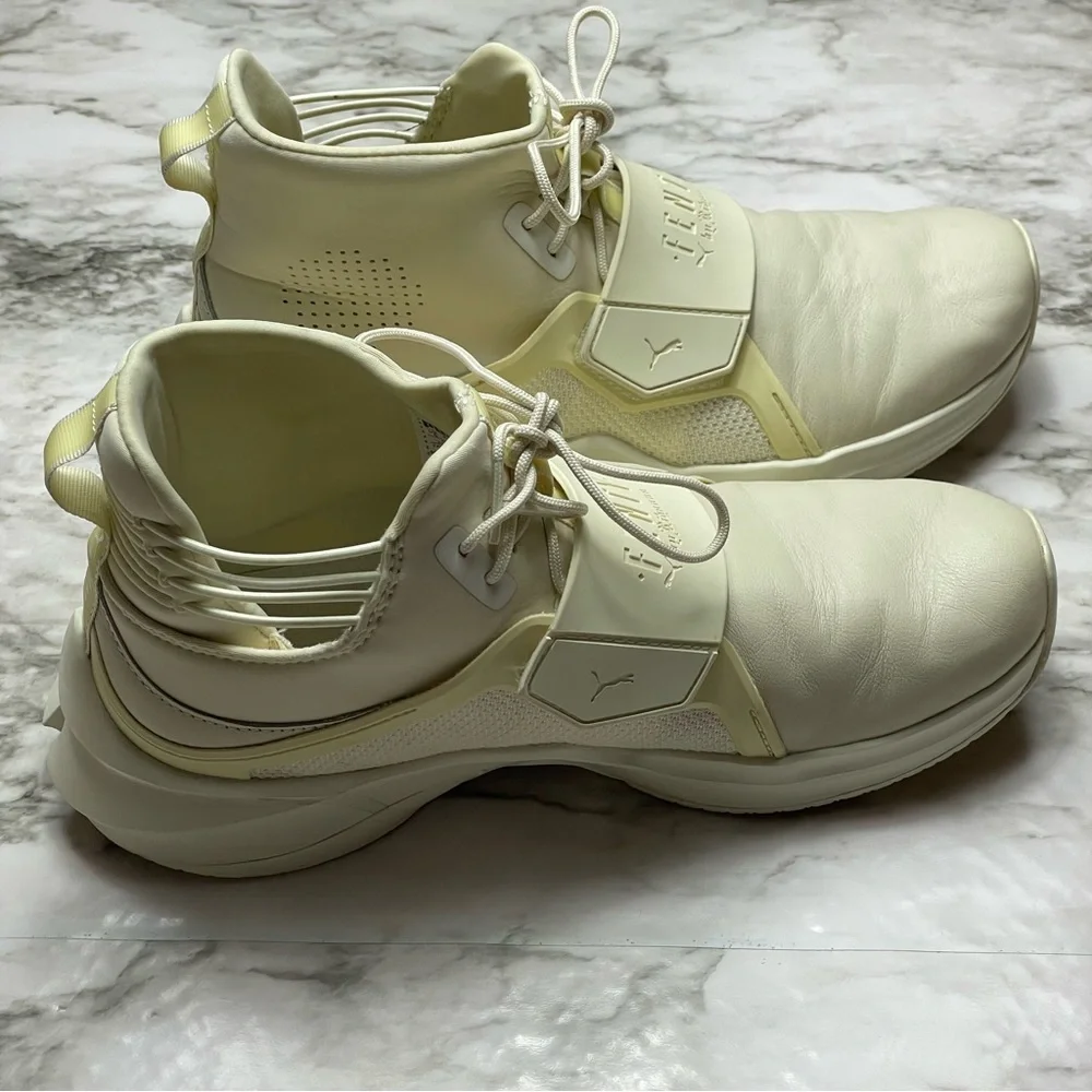 Fendi x Rihanna Ivory Leather Puma Women’s Size 7.5 High Top Trainers Sneakers